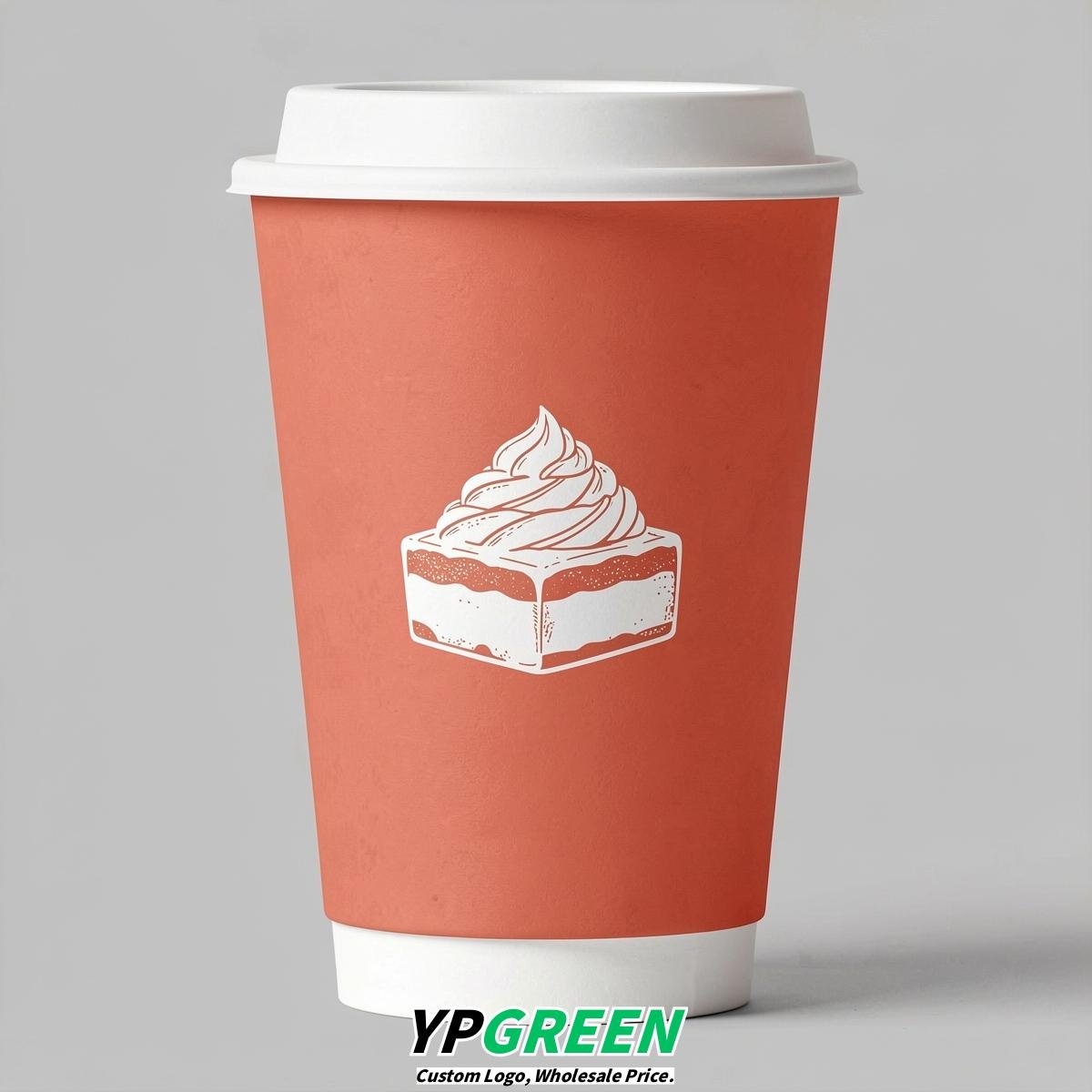 Coral Paper Cups with Desserts Design 8-24oz