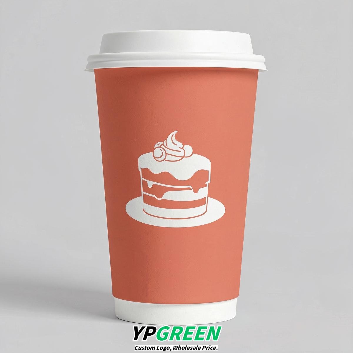 Coral Paper Cups with Desserts Design 8-24oz