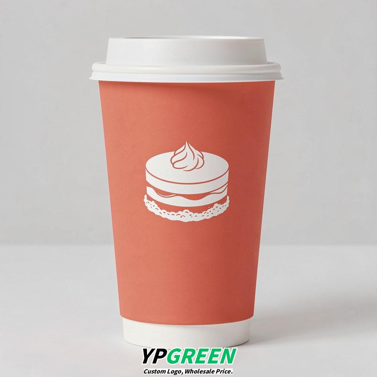 Coral Paper Cups with Desserts Design 8-24oz