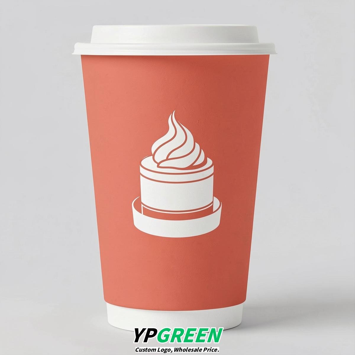 Coral Paper Cups with Desserts Design 8-24oz