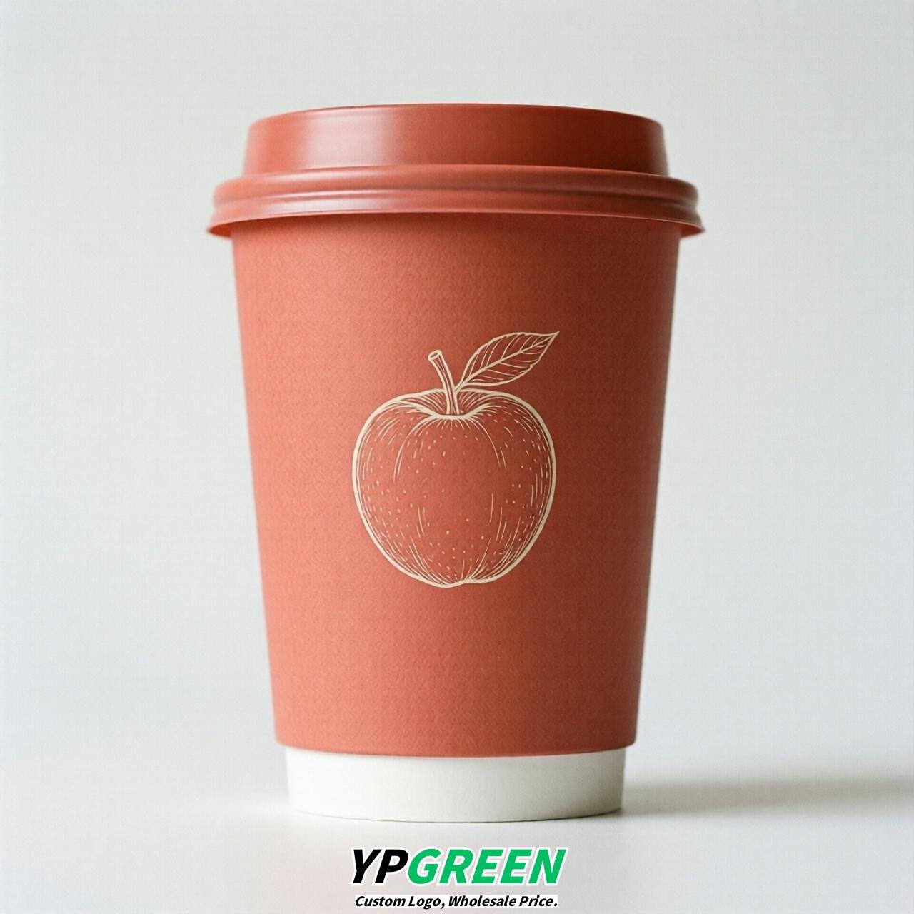 Coral Fruits Paper Cups with Lids 8-24oz