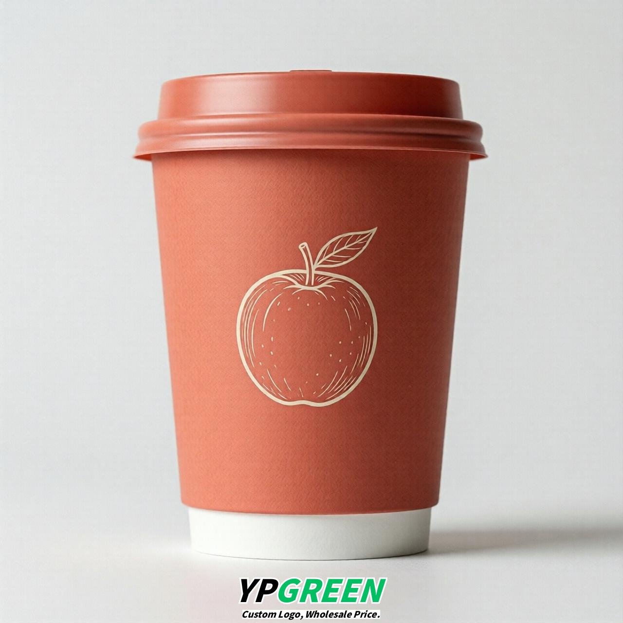 Coral Fruits Paper Cups with Lids 8-24oz