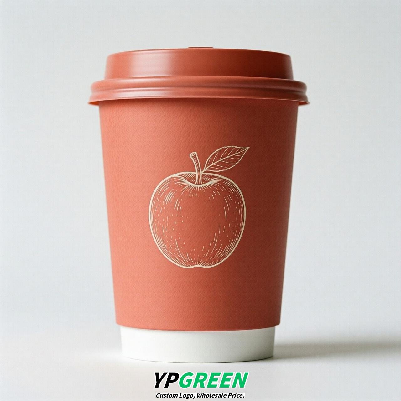 Coral Fruits Paper Cups with Lids 8-24oz