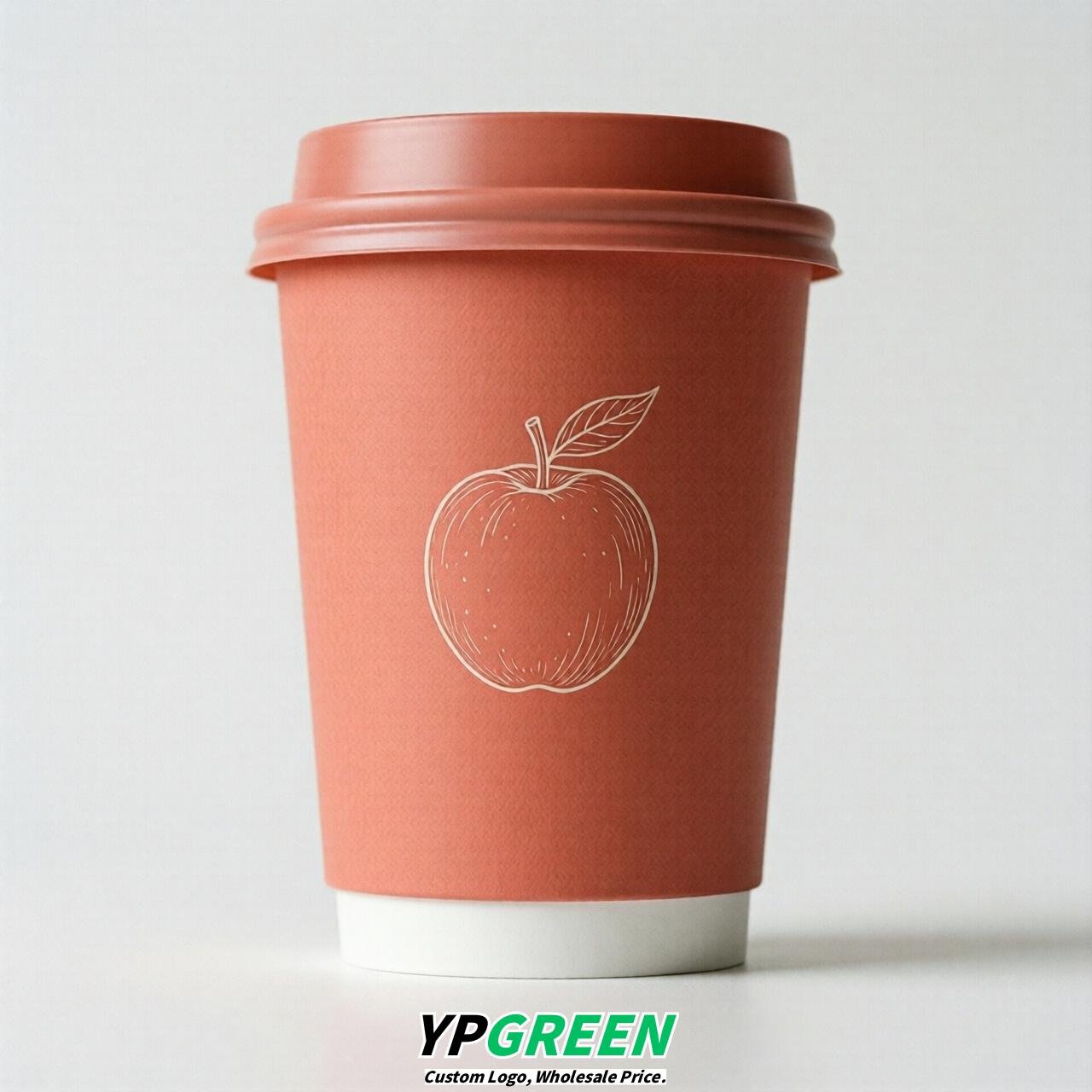 Coral Fruits Paper Cups with Lids 8-24oz