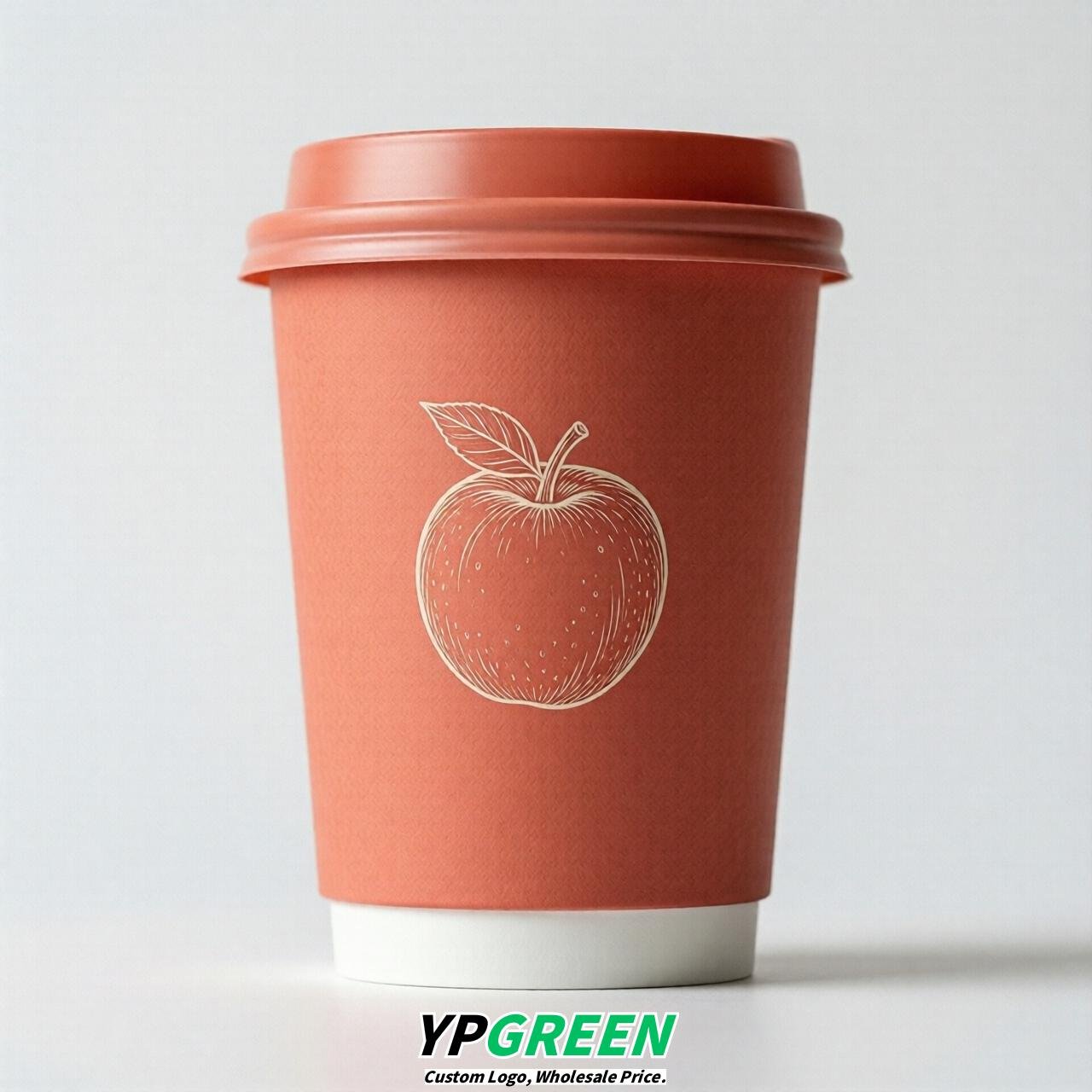 Coral Fruits Paper Cups with Lids 8-24oz