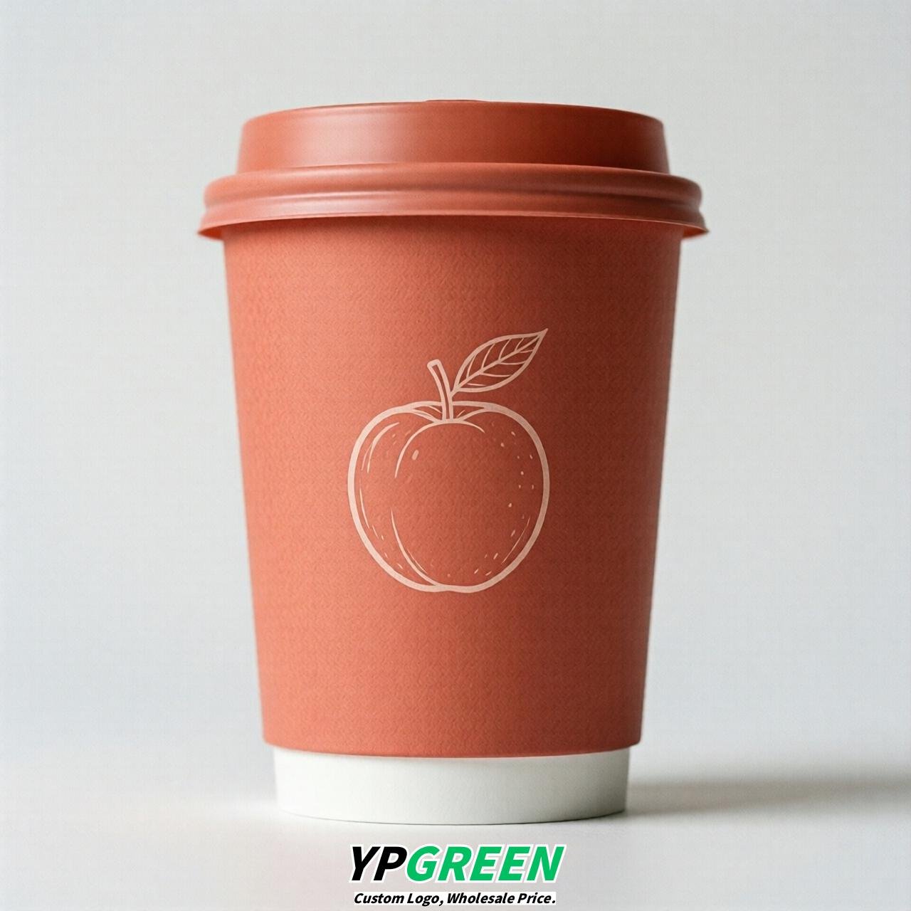 Coral Fruits Paper Cups with Lids 8-24oz