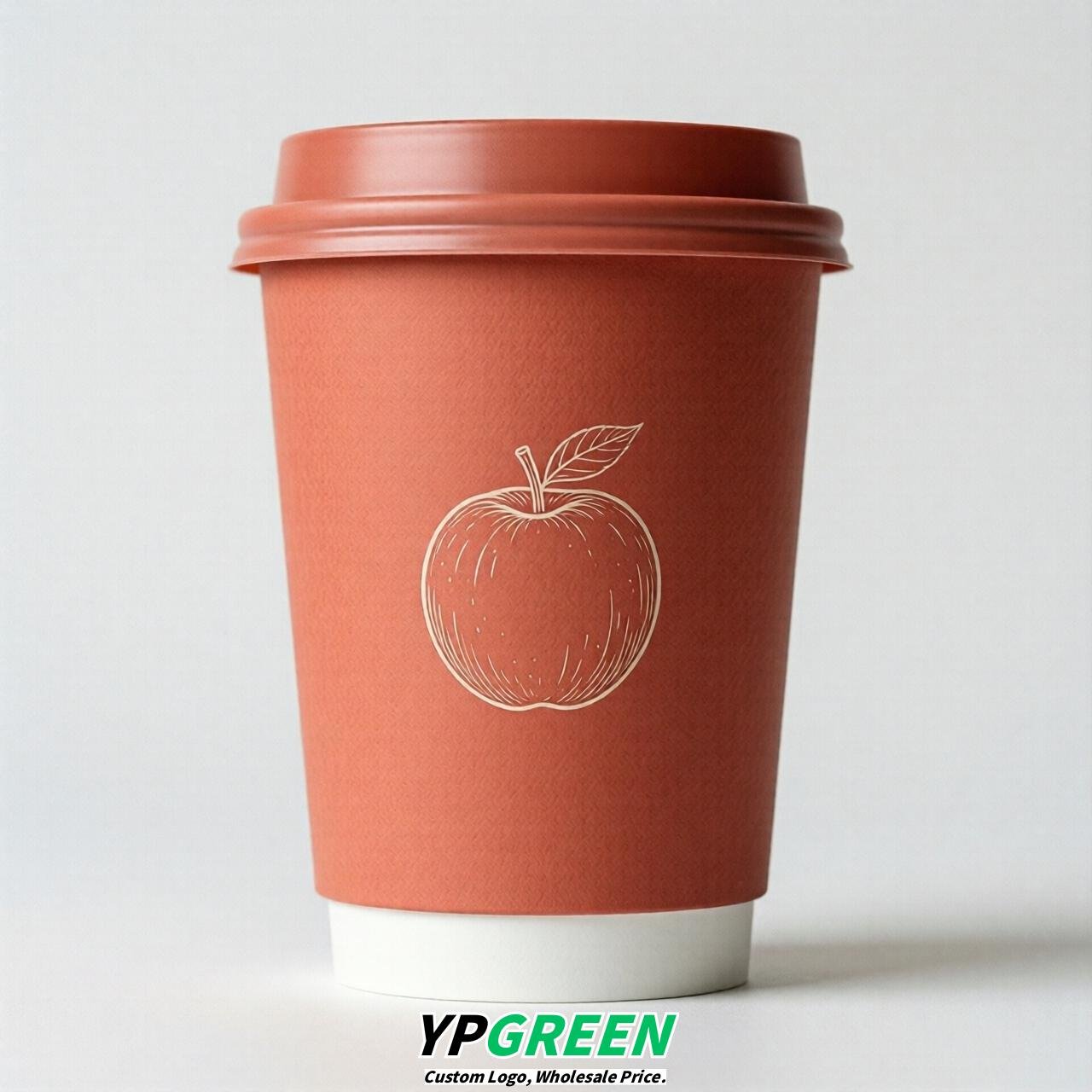 Coral Fruits Paper Cups with Lids 8-24oz