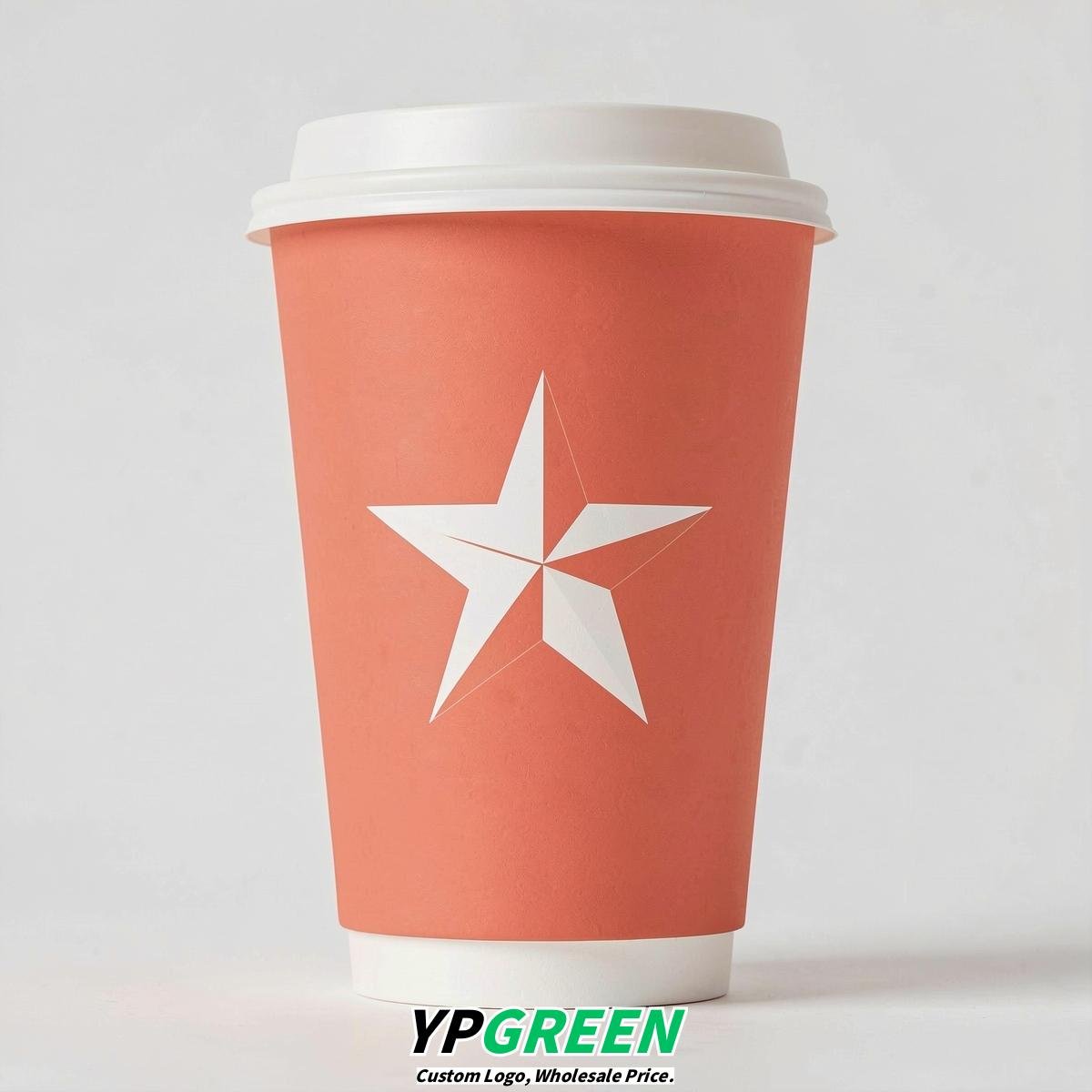 Coral Stars Paper Cups with Lids 8-24oz
