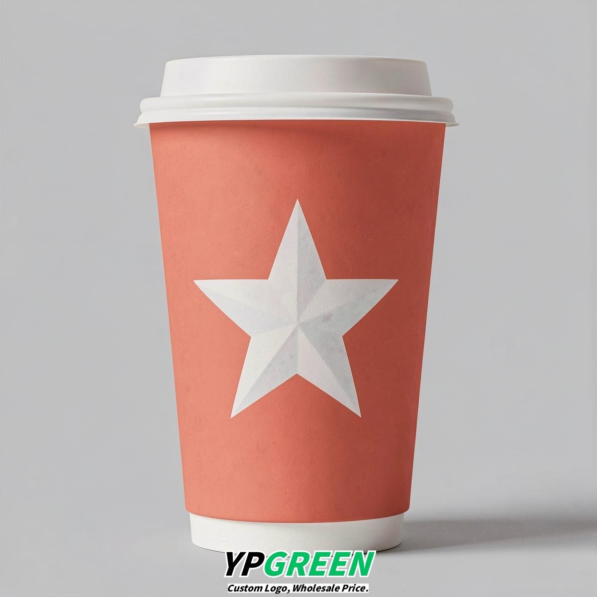 Coral Stars Paper Cups with Lids 8-24oz