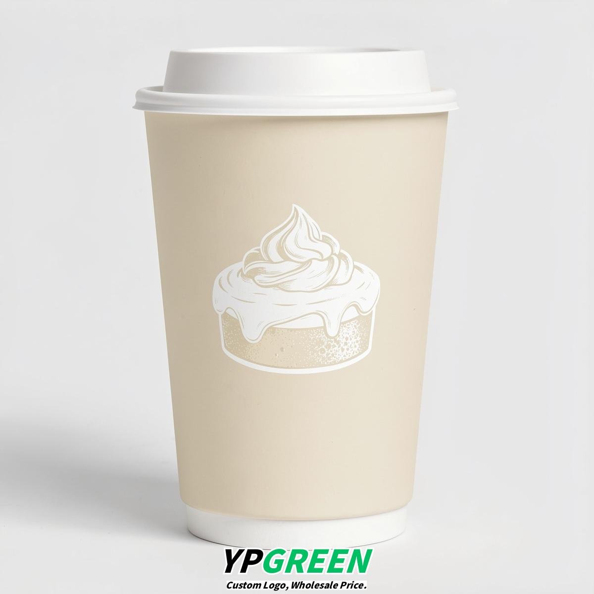 Cream Paper Cups with Desserts Design 8-24oz