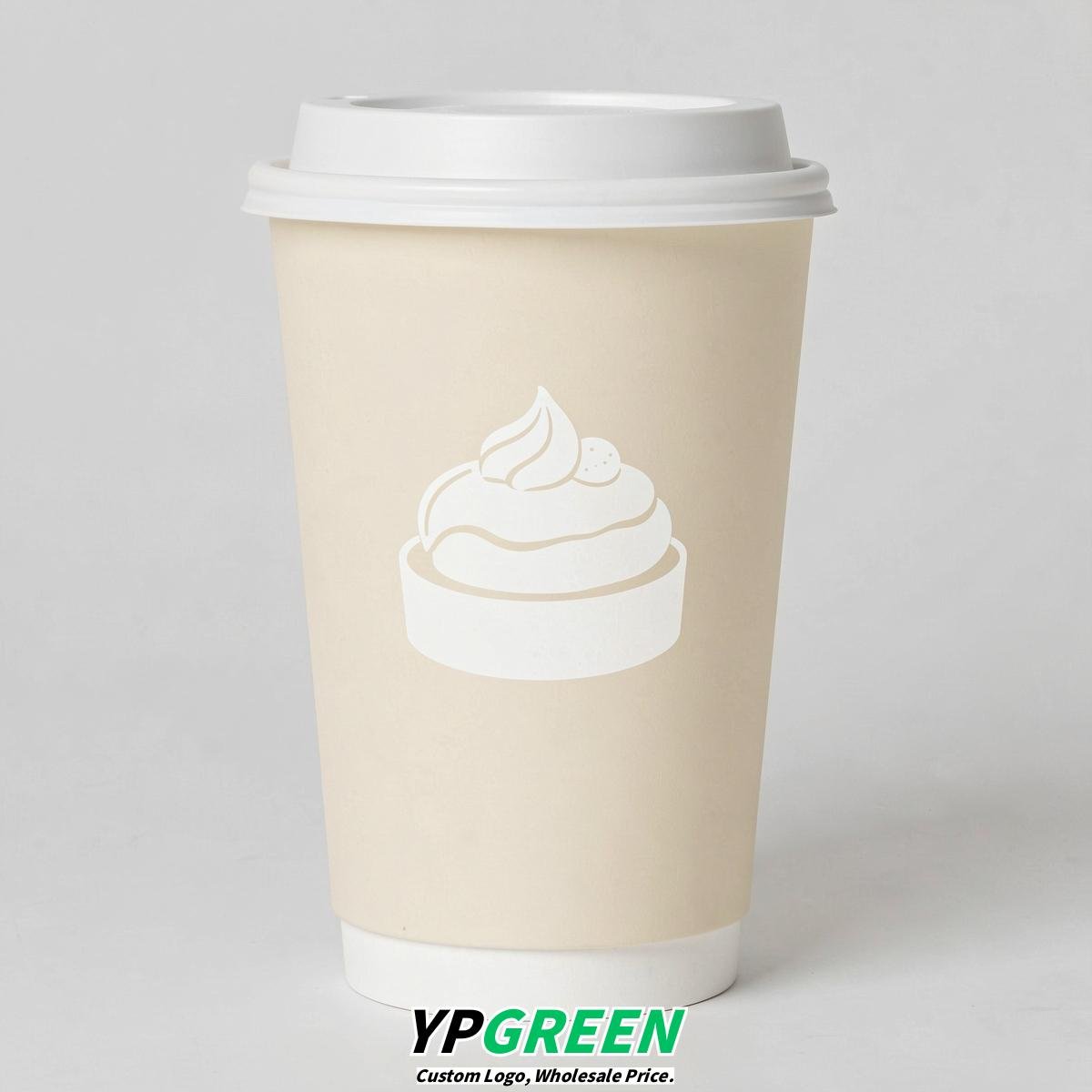 Cream Paper Cups with Desserts Design 8-24oz