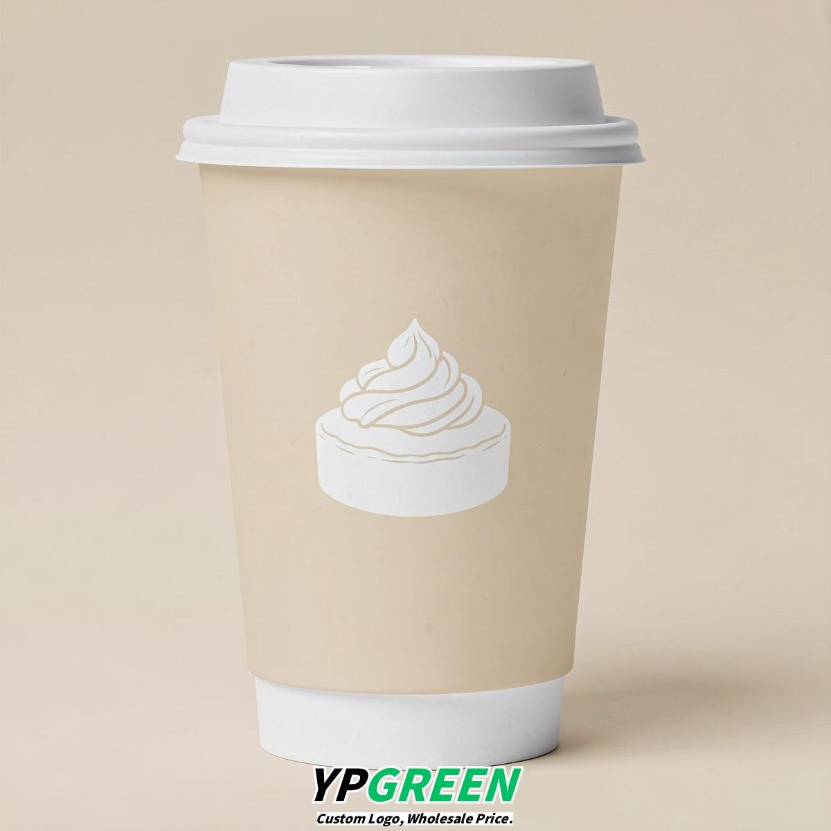 Cream Paper Cups with Desserts Design 8-24oz