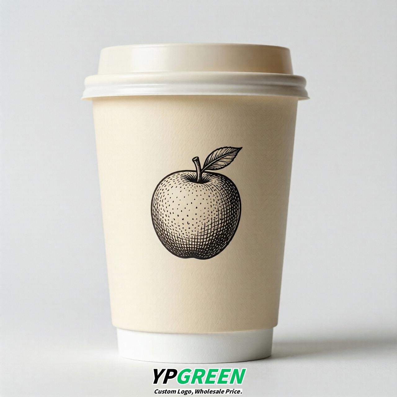 Cream Fruits Paper Cups with Lids 8-24oz