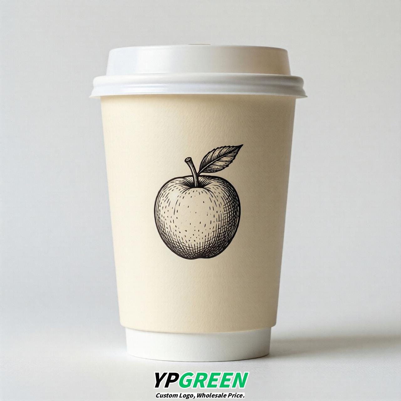 Cream Fruits Paper Cups with Lids 8-24oz