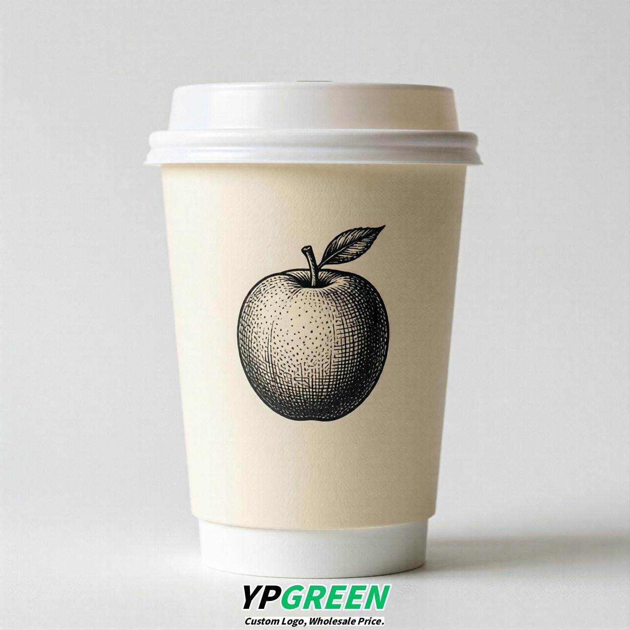 Cream Fruits Paper Cups with Lids 8-24oz