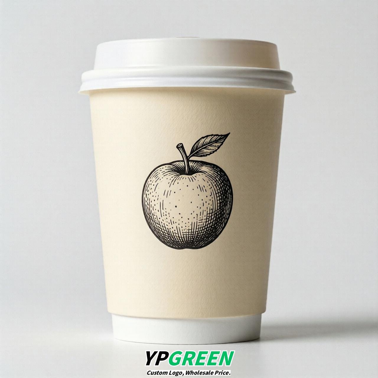 Cream Fruits Paper Cups with Lids 8-24oz