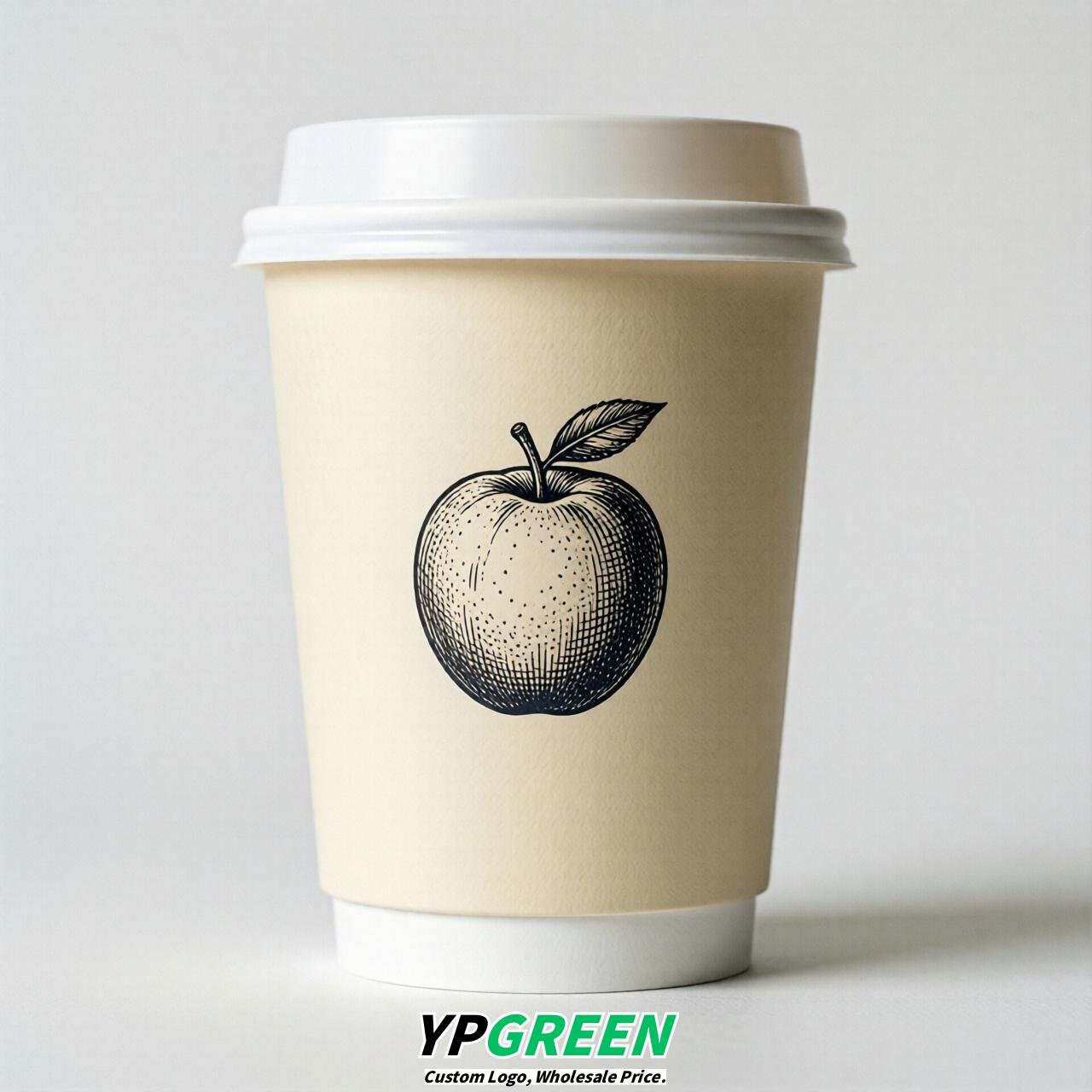 Cream Fruits Paper Cups with Lids 8-24oz
