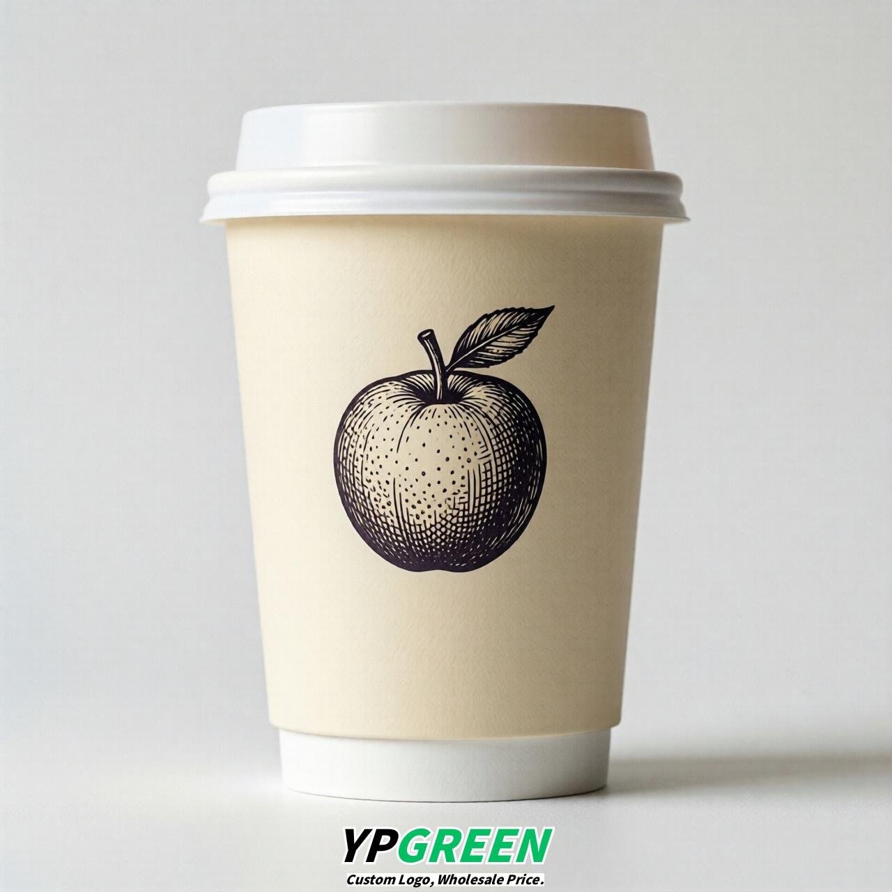 Cream Fruits Paper Cups with Lids 8-24oz