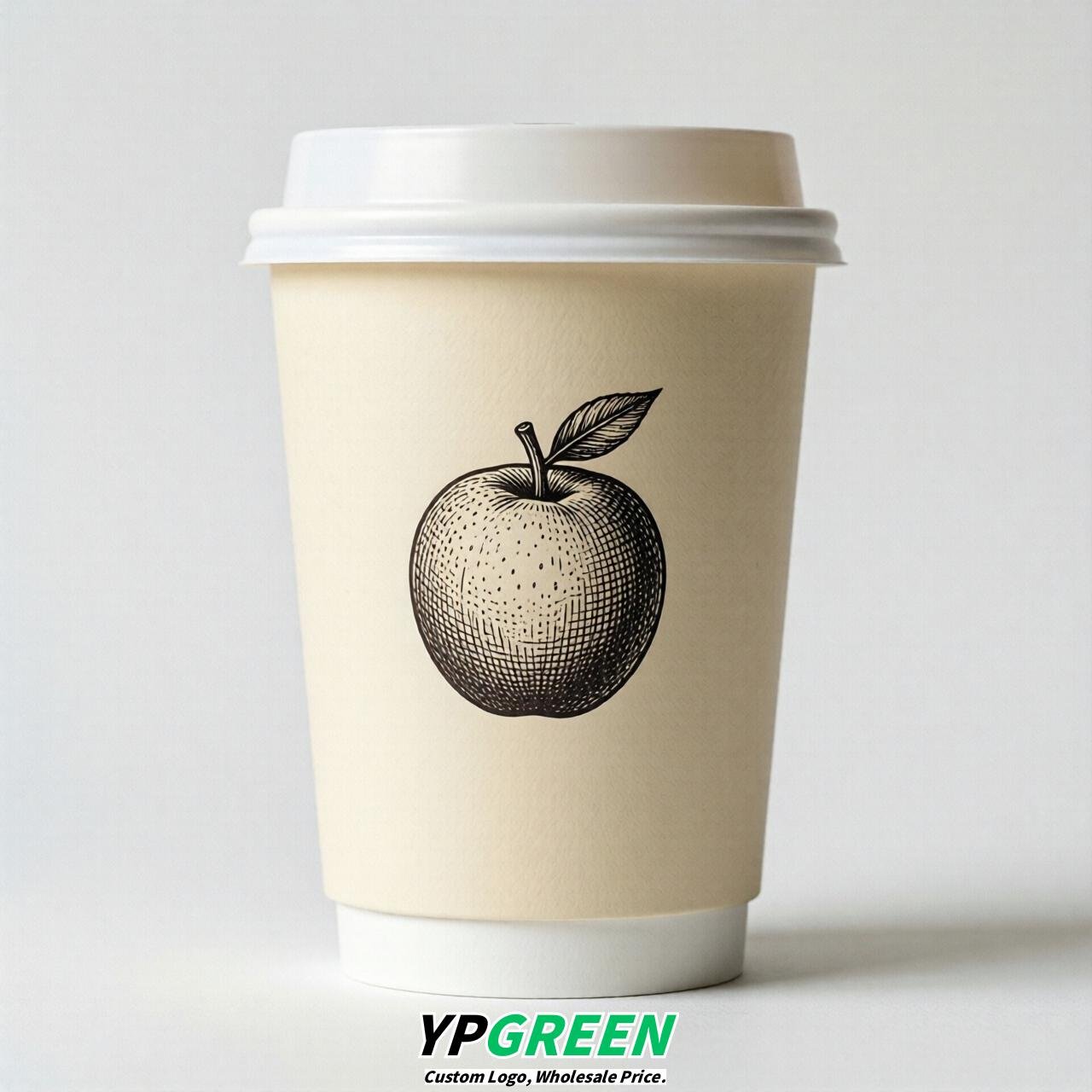 Cream Fruits Paper Cups with Lids 8-24oz