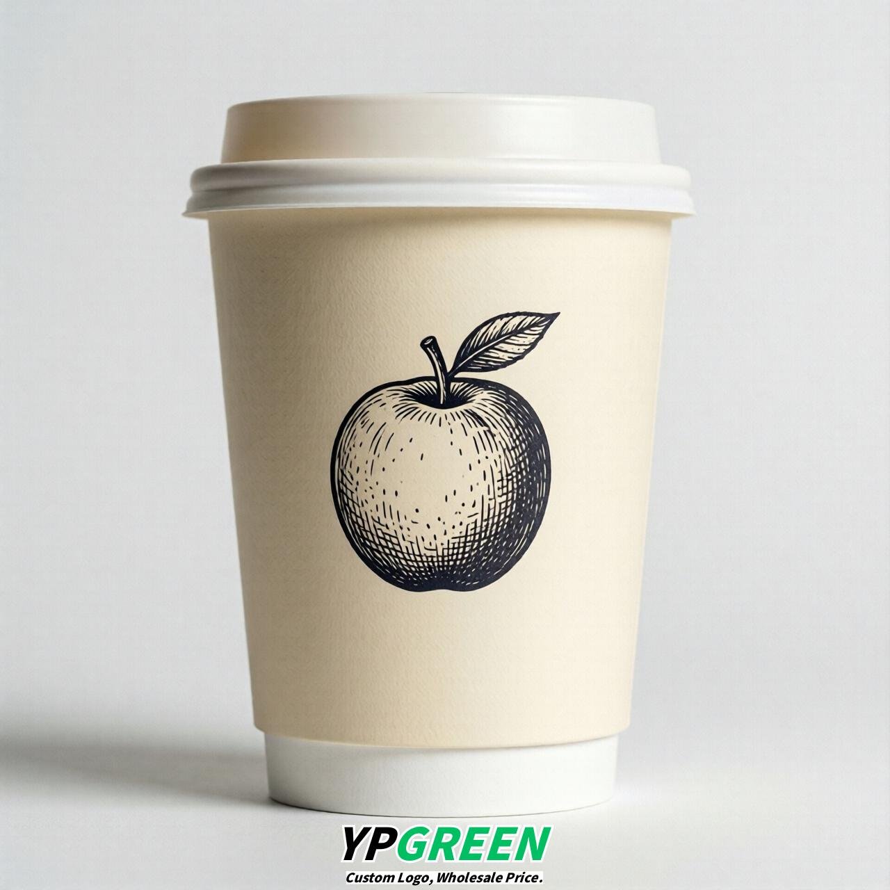 Cream Fruits Paper Cups with Lids 8-24oz