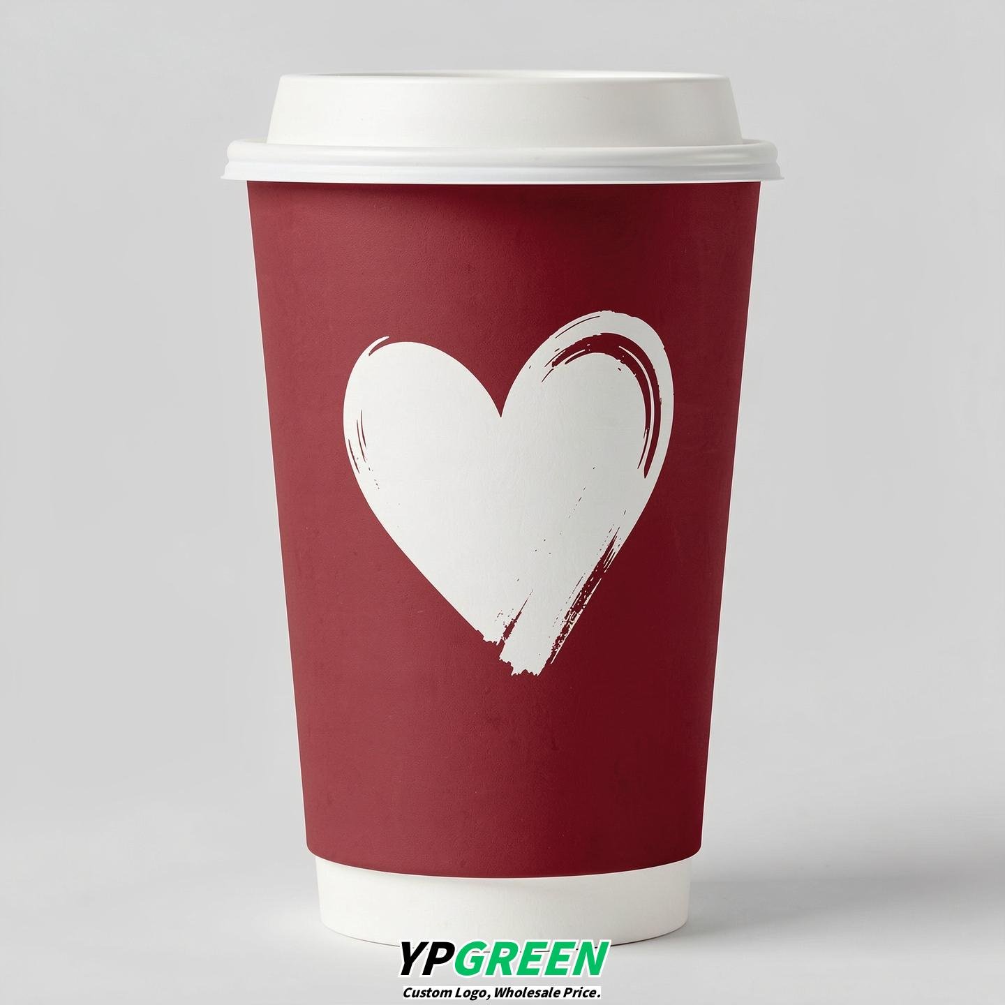 Crimson Heart Paper Cups with Lids 8-24oz