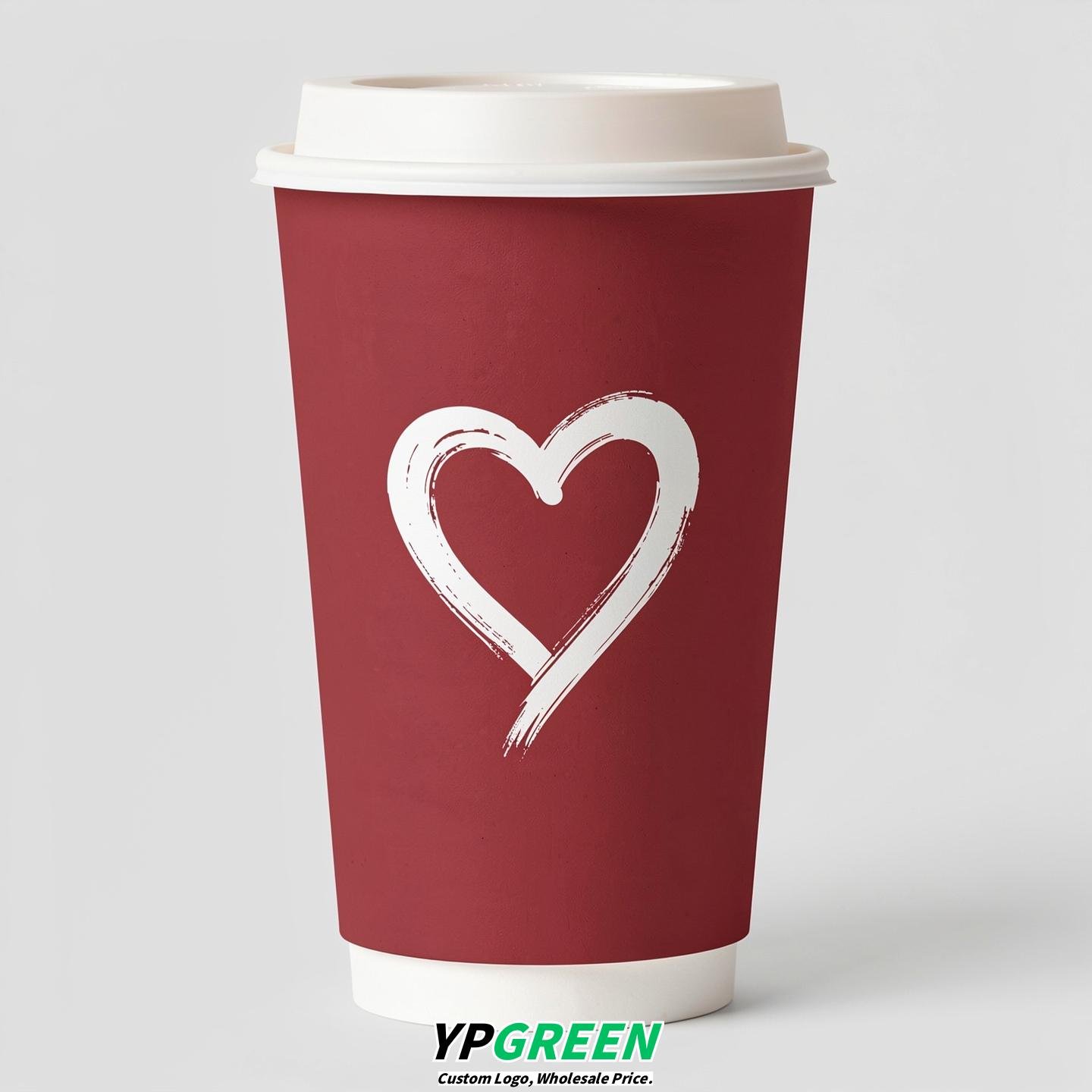 Crimson Heart Paper Cups with Lids 8-24oz