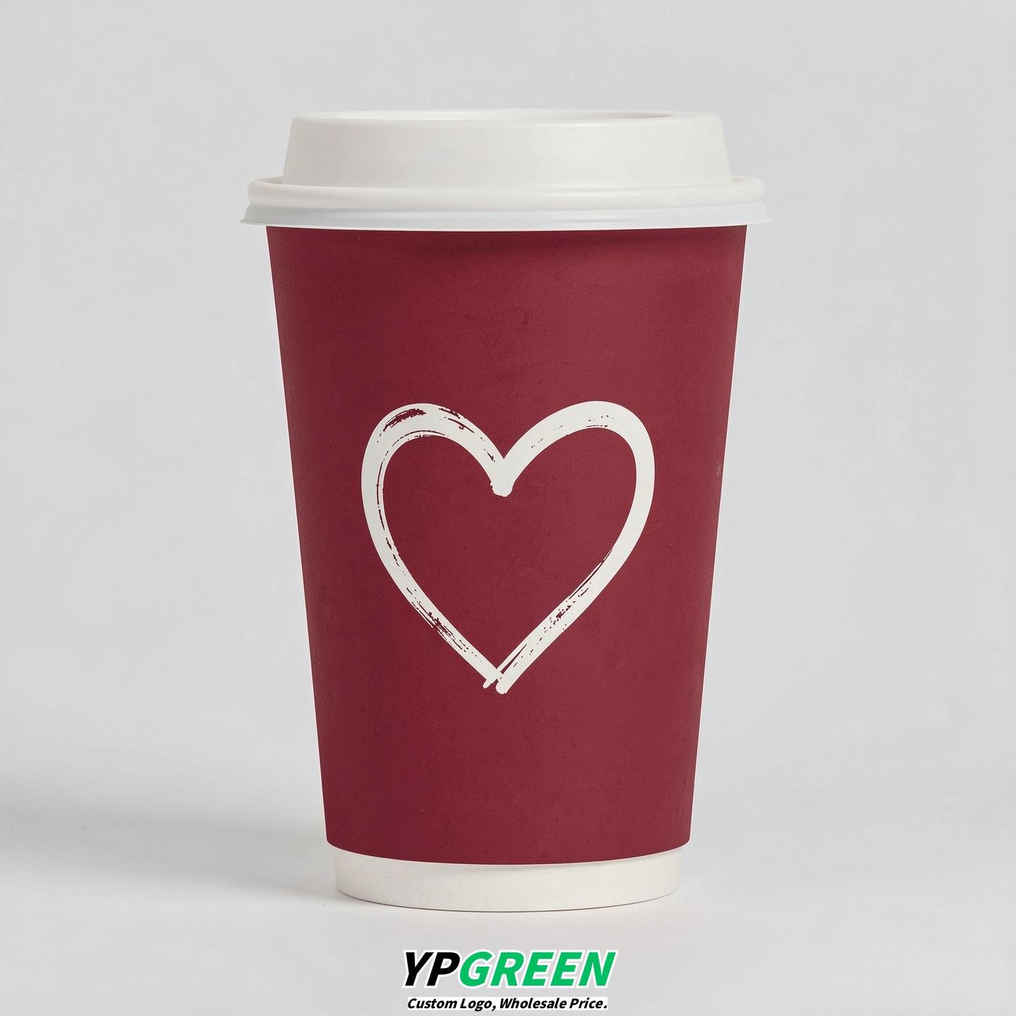 Crimson Heart Paper Cups with Lids 8-24oz