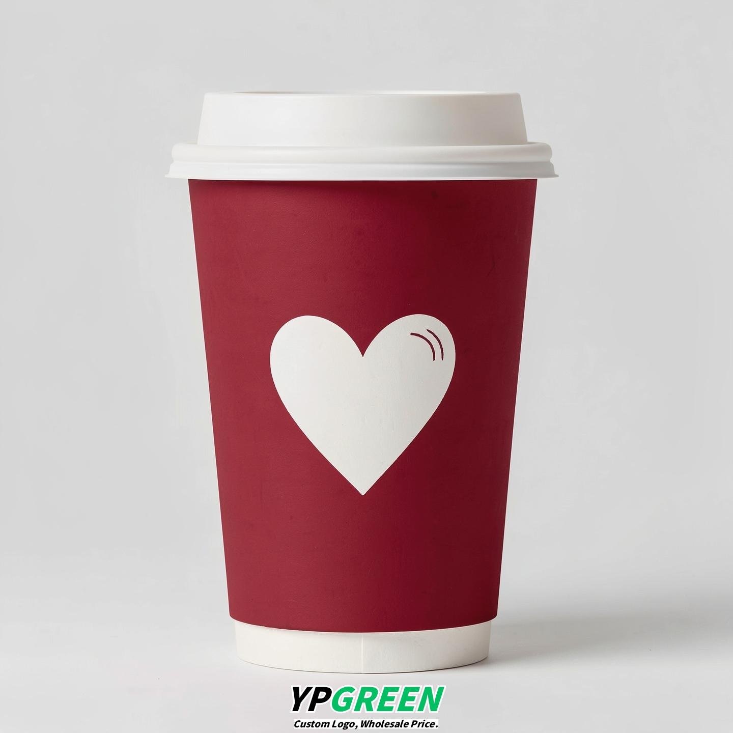 Crimson Heart Paper Cups with Lids 8-24oz