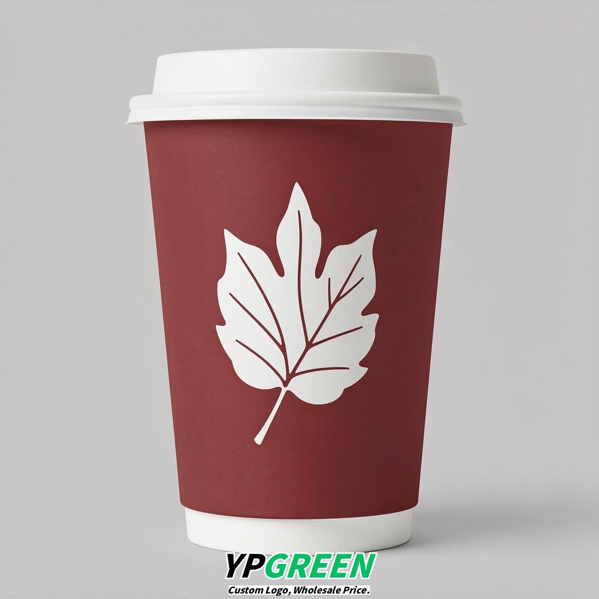 Crimson Leaves Paper Cups with Lids 8-24oz