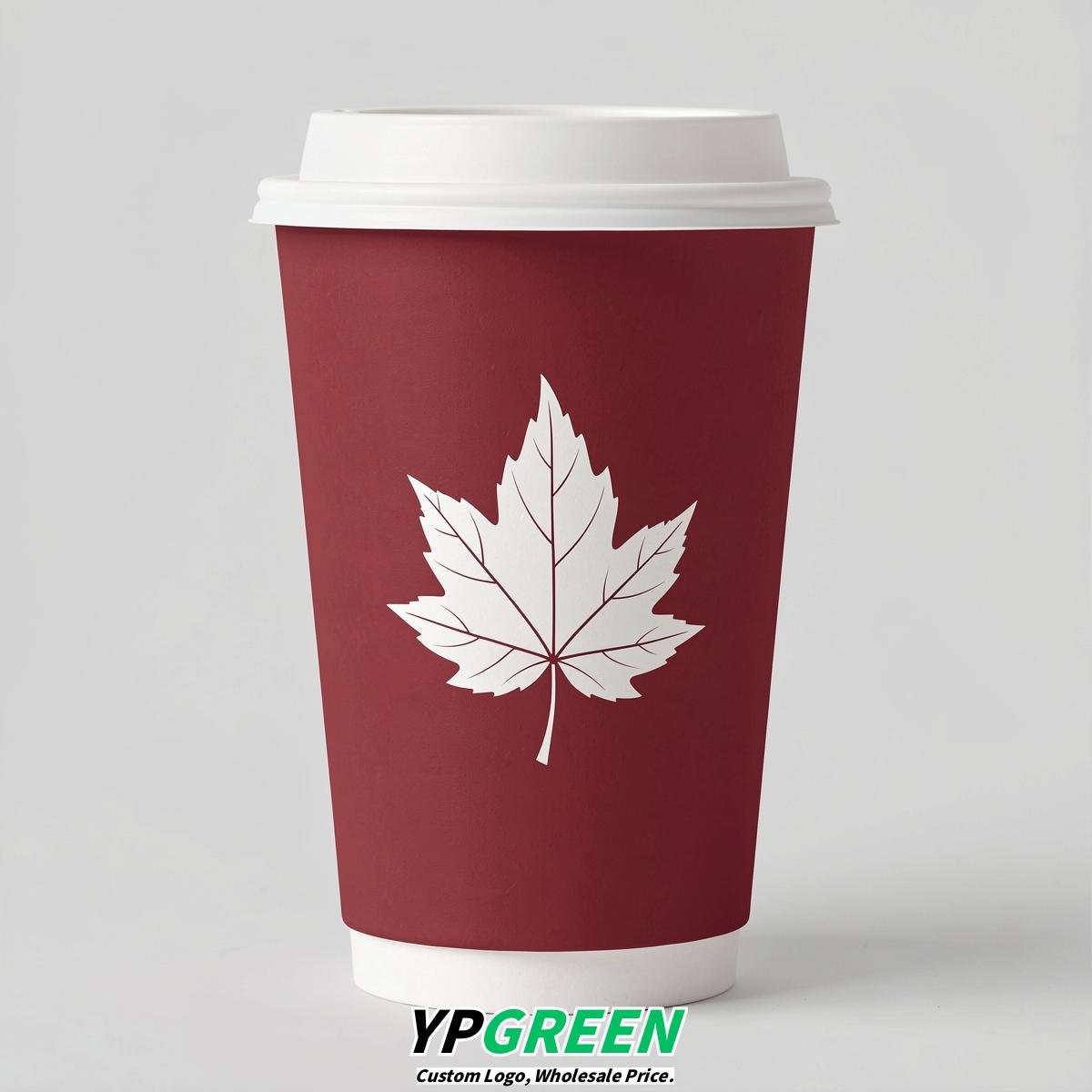 Crimson Leaves Paper Cups with Lids 8-24oz