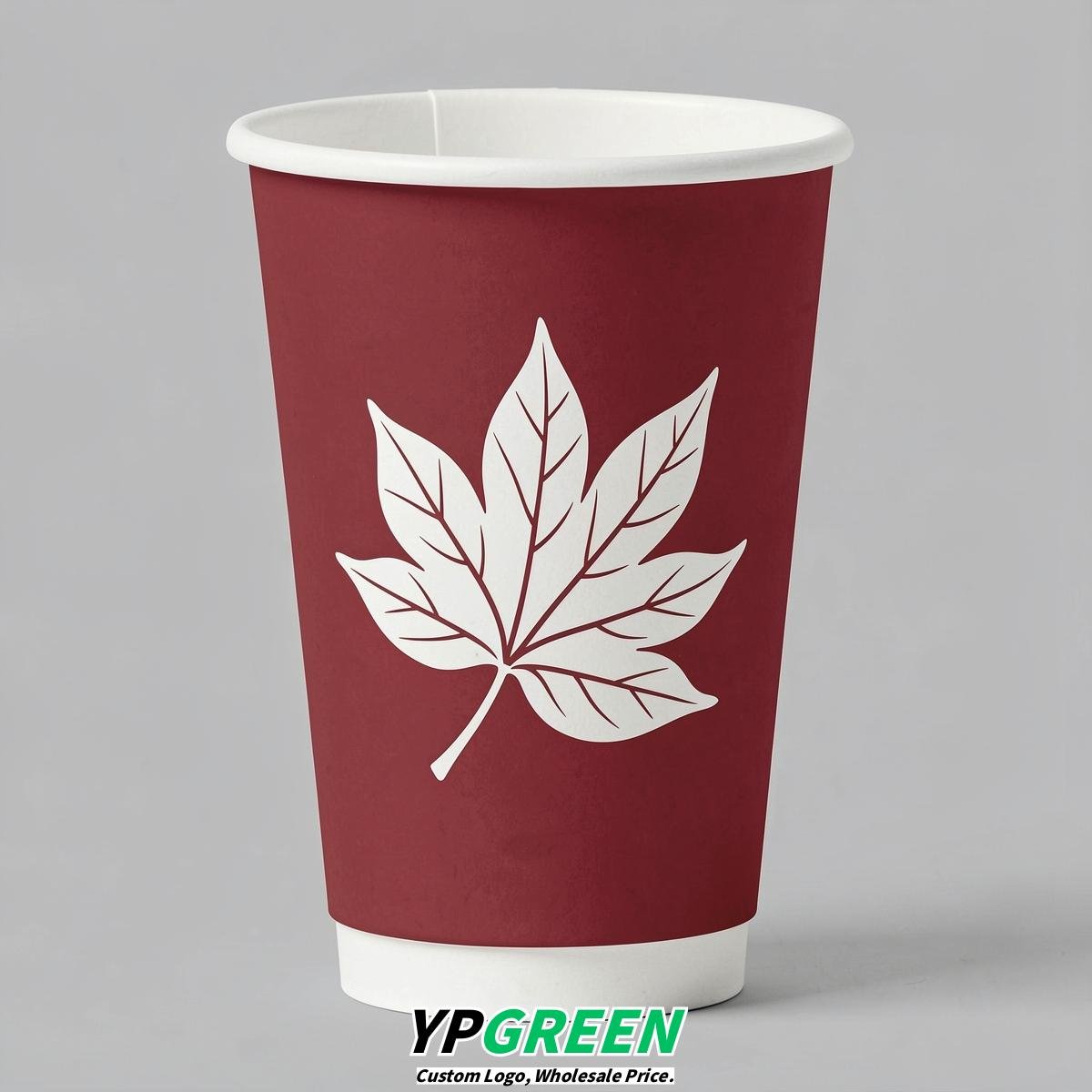 Crimson Leaves Paper Cups with Lids 8-24oz