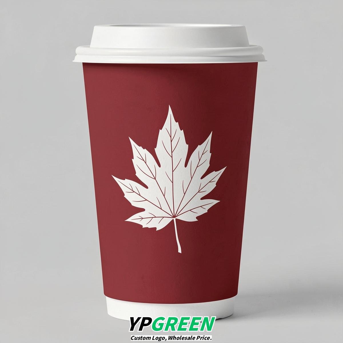 Crimson Leaves Paper Cups with Lids 8-24oz