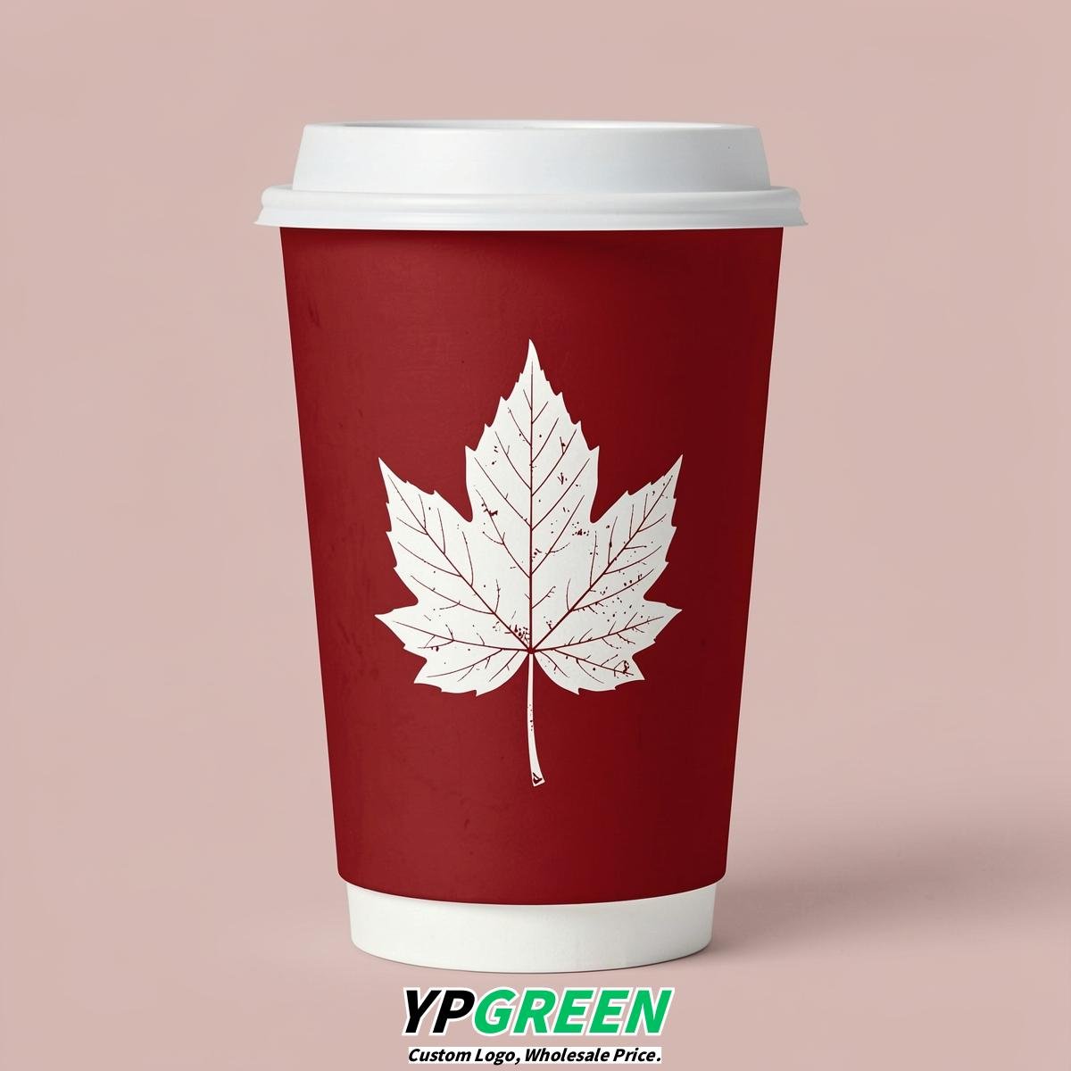 Crimson Leaves Paper Cups with Lids 8-24oz