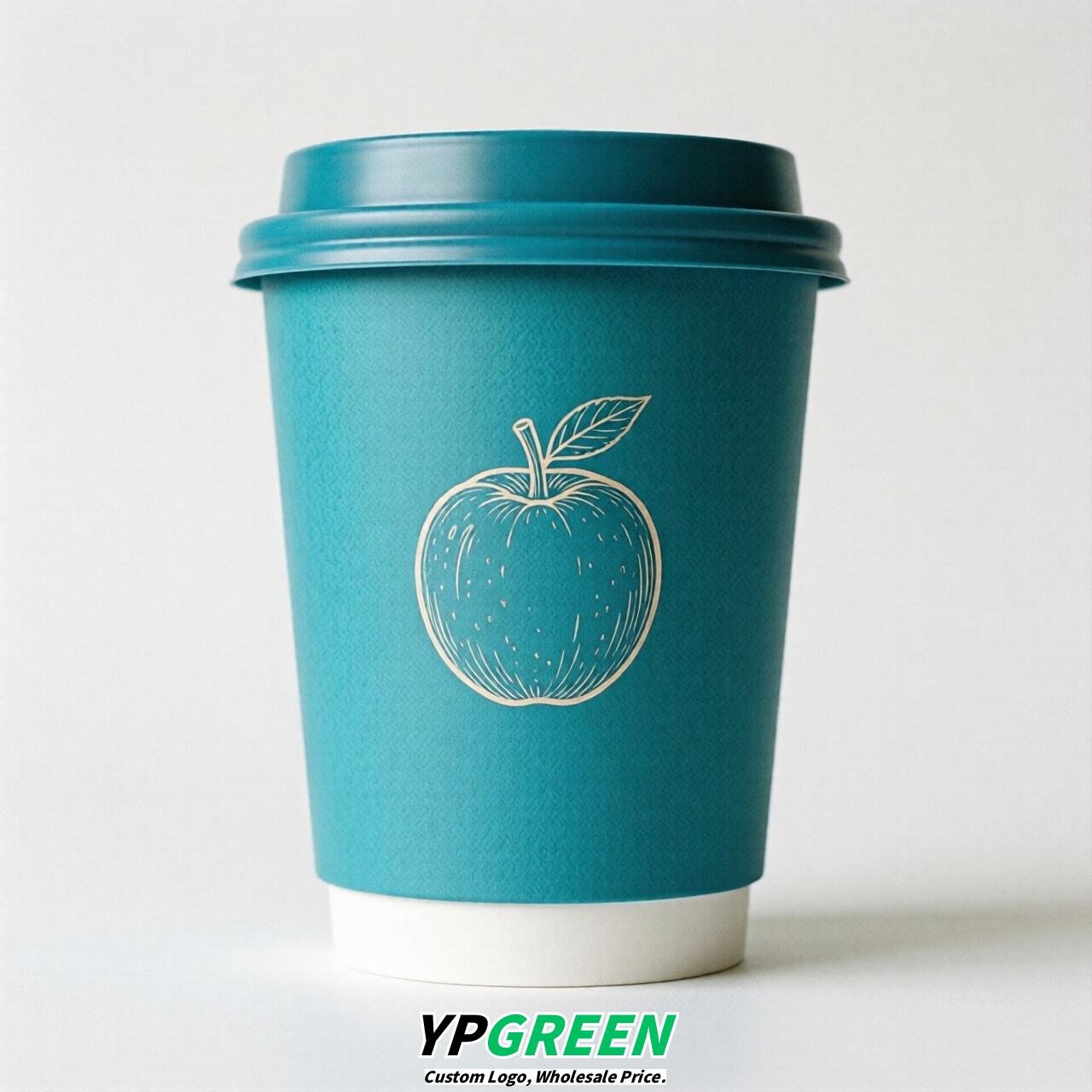 Cyan Fruits Paper Cups with Lids 8-24oz