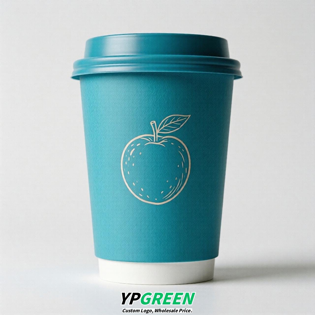 Cyan Fruits Paper Cups with Lids 8-24oz