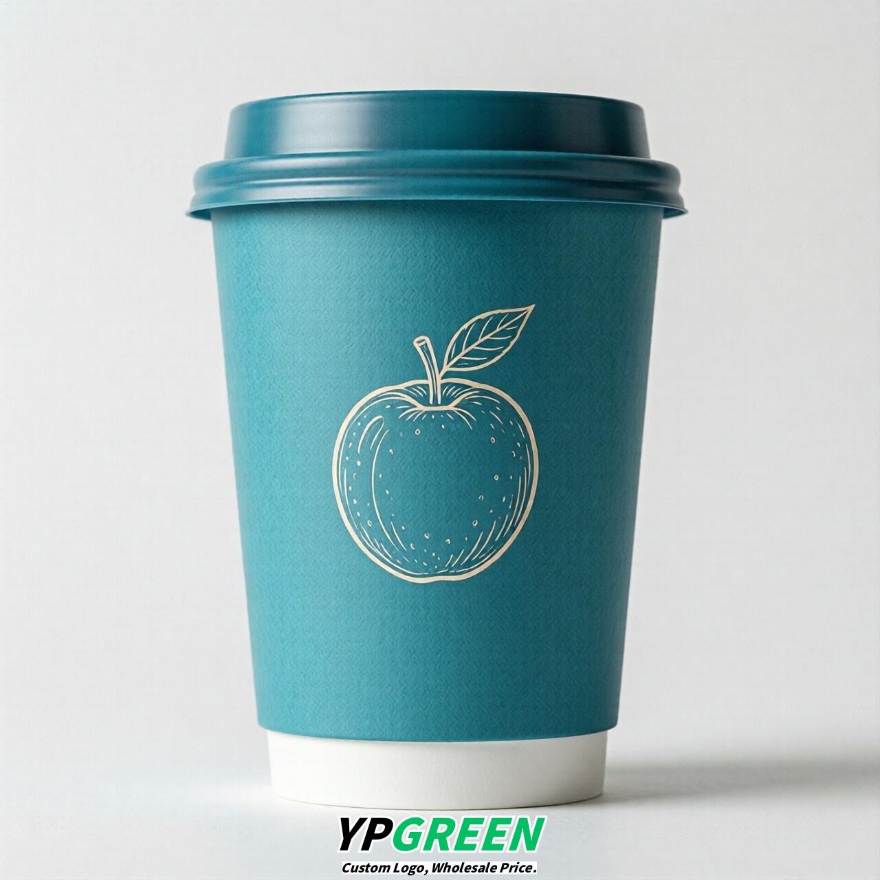 Cyan Fruits Paper Cups with Lids 8-24oz