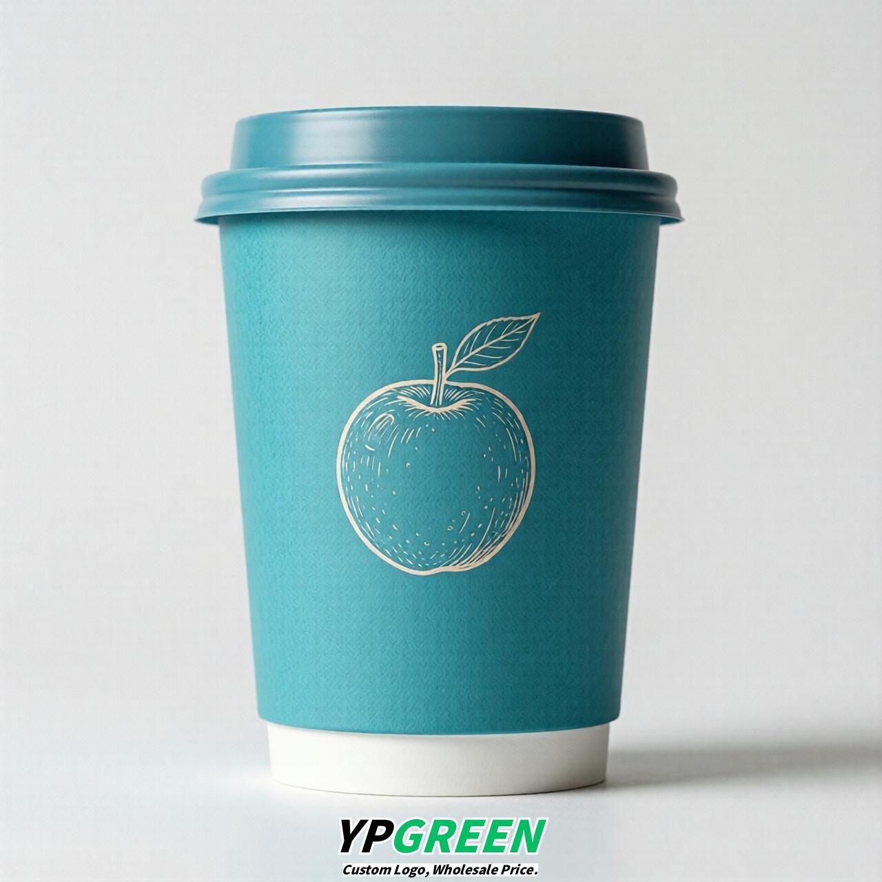 Cyan Fruits Paper Cups with Lids 8-24oz