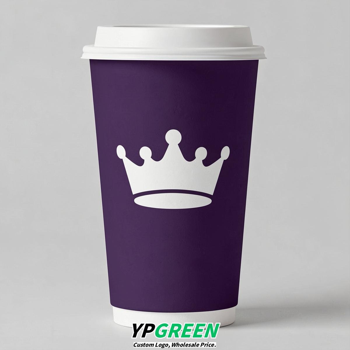 Dark Violet Paper Cups with Crown Design 8-24oz