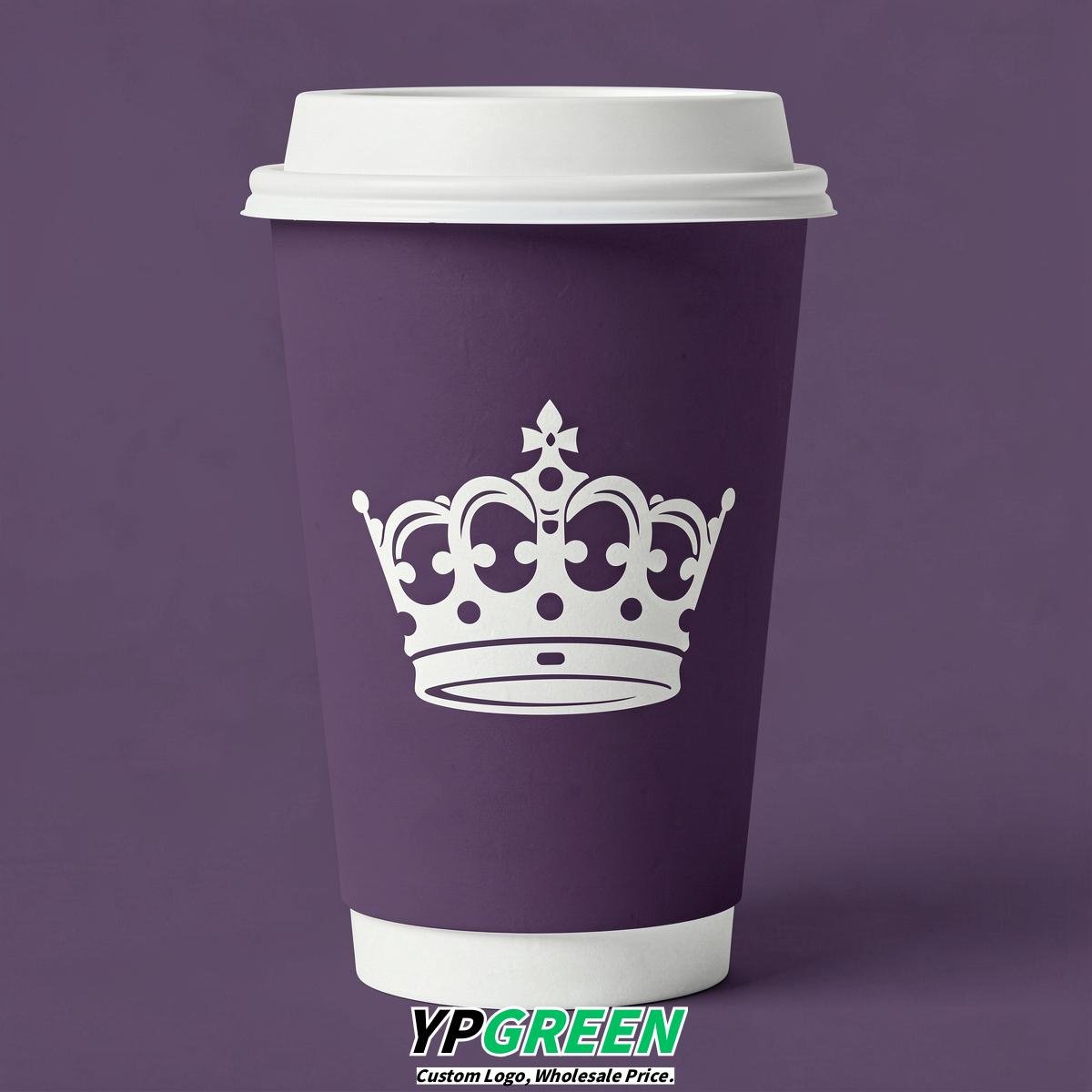 Dark Violet Paper Cups with Crown Design 8-24oz