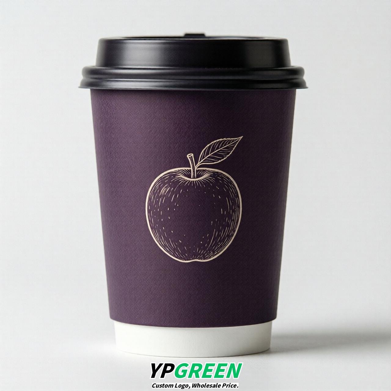 Dark Violet Fruits Paper Cups with Lids 8-24oz