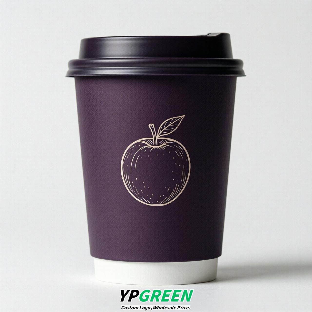 Dark Violet Fruits Paper Cups with Lids 8-24oz