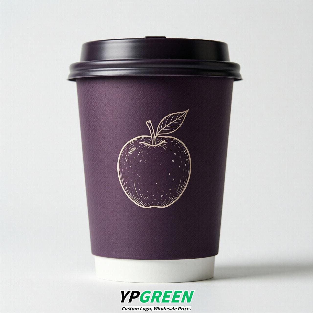 Dark Violet Fruits Paper Cups with Lids 8-24oz
