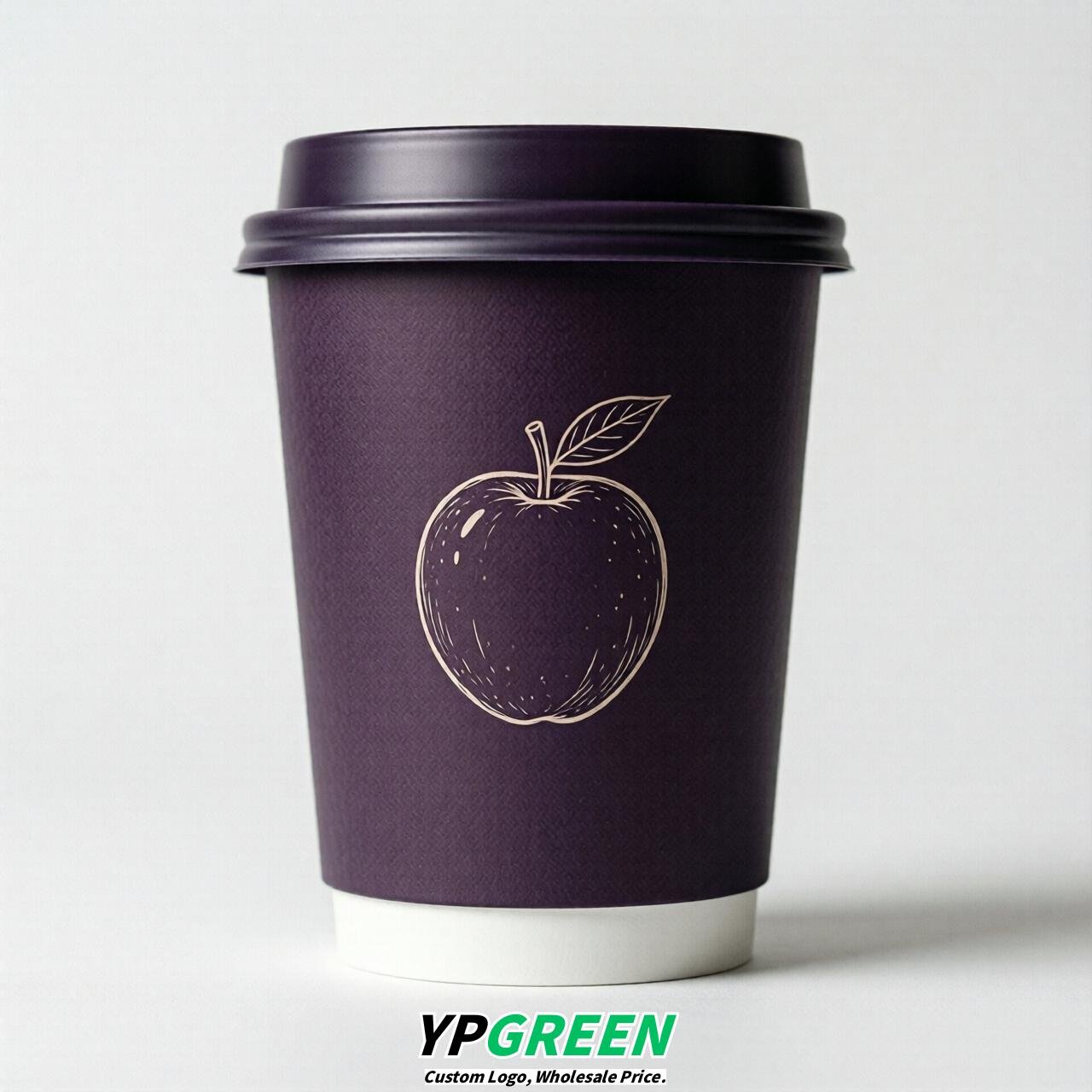 Dark Violet Fruits Paper Cups with Lids 8-24oz