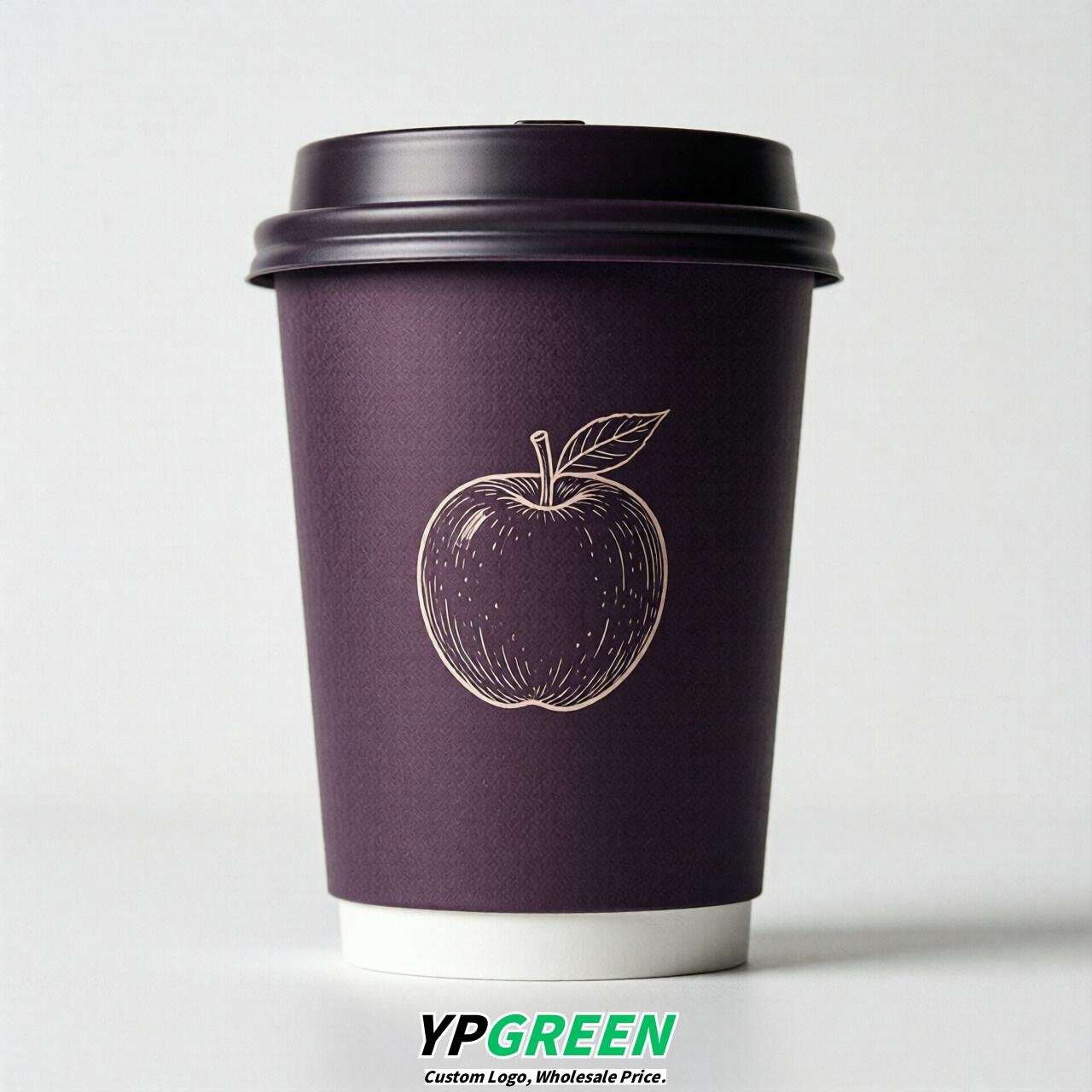 Dark Violet Fruits Paper Cups with Lids 8-24oz