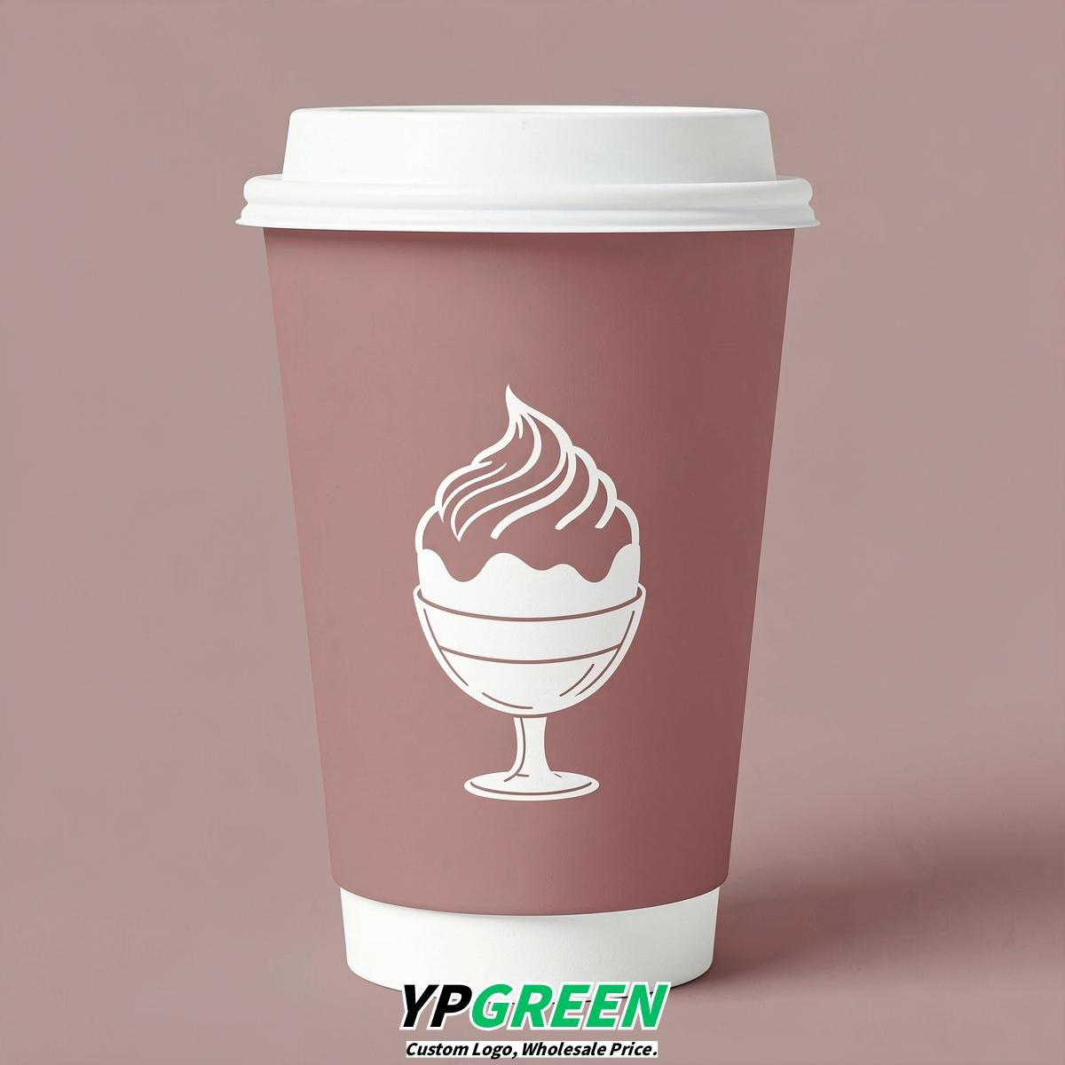 Dusty Pink Paper Cups with Desserts Design 8-24oz