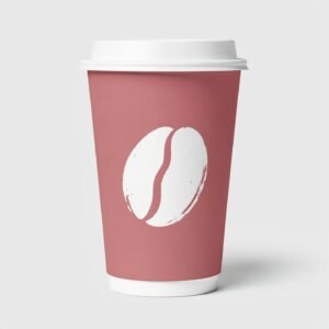 Dusty Pink Paper Cups with Coffee Bean Logo & Lids 8-24oz