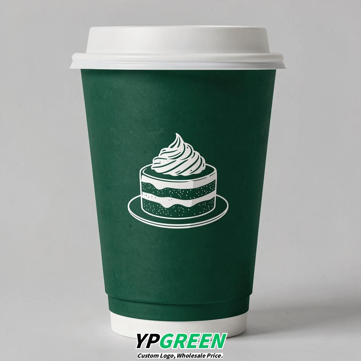 Emerald Green Paper Cups with Desserts Design 8-24oz