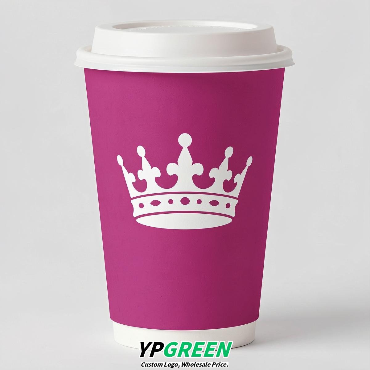 Fuchsia Paper Cups with Crown Design 8-24oz