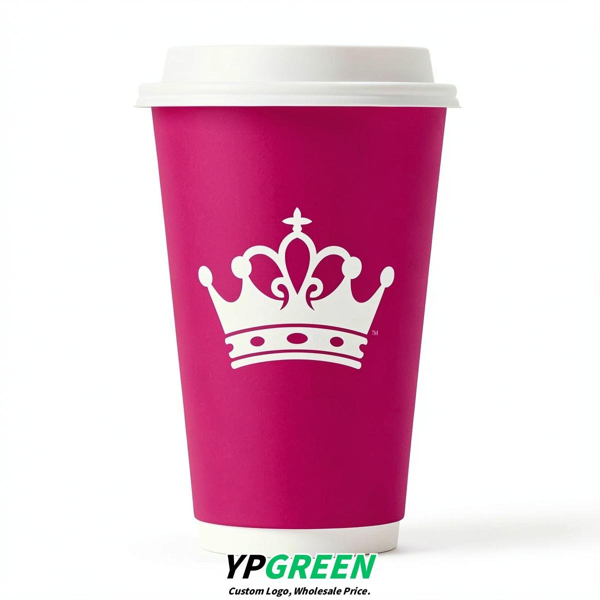 Fuchsia Paper Cups with Crown Design 8-24oz
