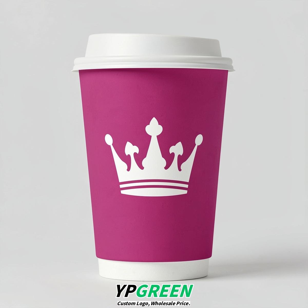 Fuchsia Paper Cups with Crown Design 8-24oz